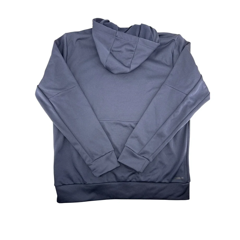 Adidas Mens Game & Go Pullover Hoodie Blue Grey Fleece Logo Sweatshirt GK7390 L